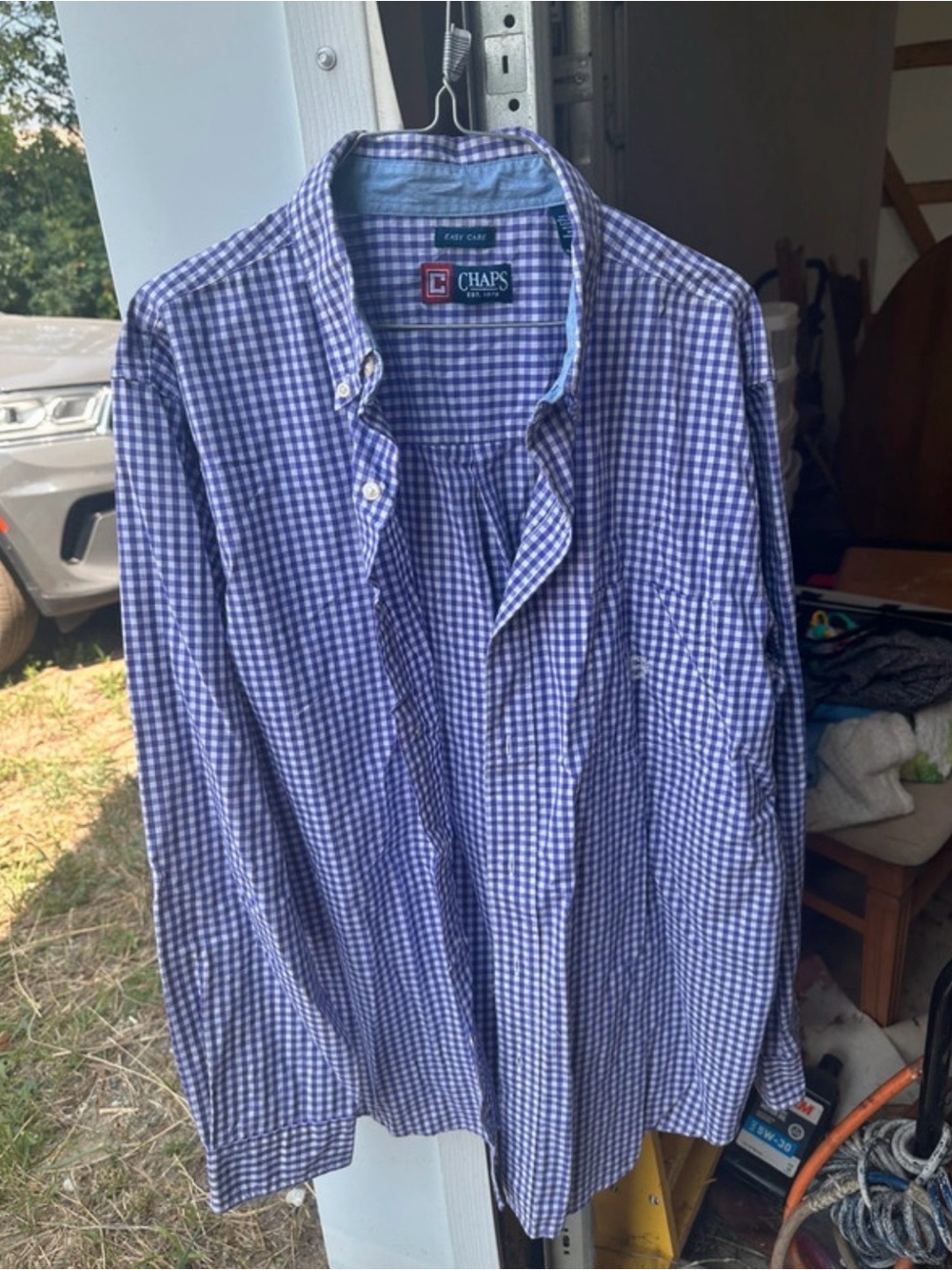 2 Shirts Chaps Men's Purple Gingham Button-Down Shirt